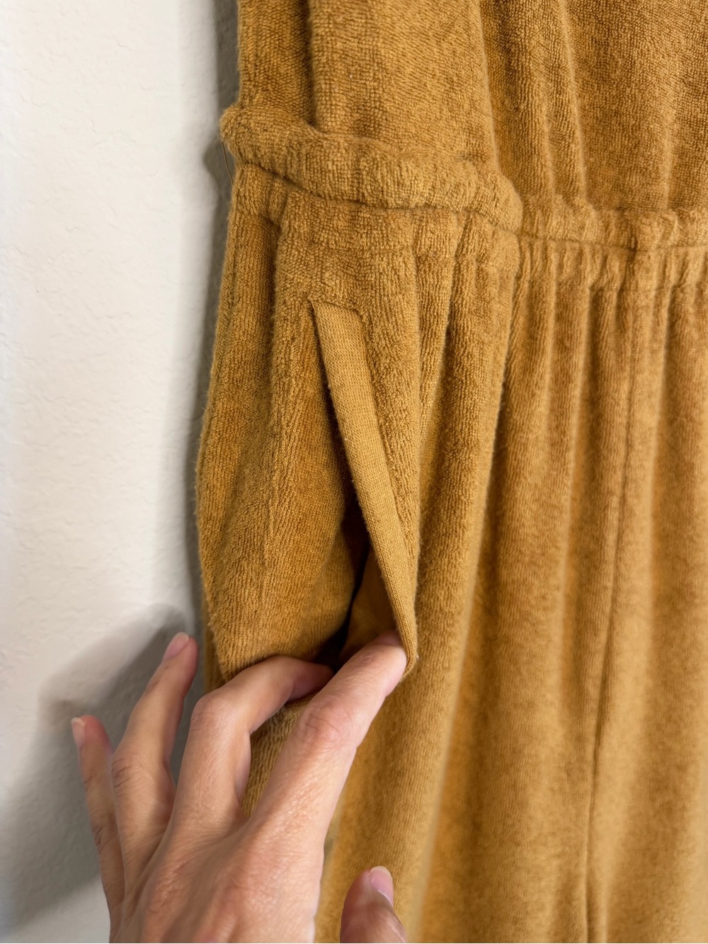 Offline by Aerie Wide-Leg Spaghetti-Strap Terry Jumpsuit in Golden Yellow Brown - Picture 3 of 9